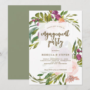 invitation à la fête de fiançailles fleuries et ve