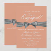 Invitation à la fête de fiançailles Peach & Silver (Devant / Derrière)