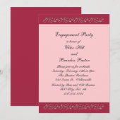 Invitation à la fête de fiançailles Rose et Perles (Devant / Derrière)