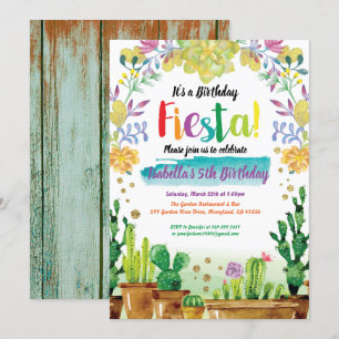 Invitation à la fête de Fiesta avec cactus