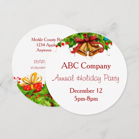Invitation à la fête de fin d'année avec des cloch (Devant / Derrière)