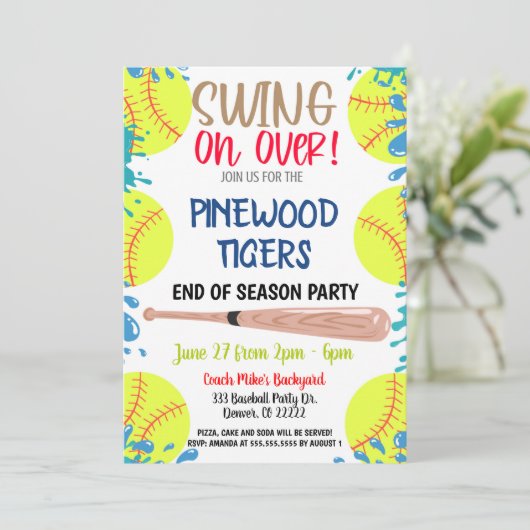 Invitation à la fête de fin de saison de softball (Debout devant)