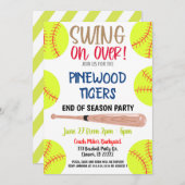 Invitation à la fête de fin de saison de softball (Devant / Derrière)