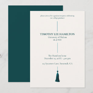 Invitation à la fête de fin d'études avec un gland