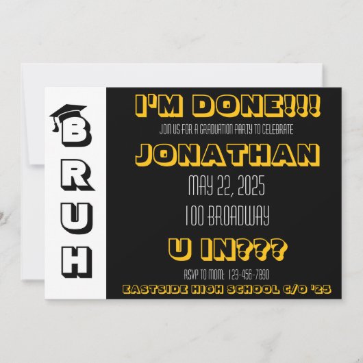 Invitation à la fête de fin d'études BRUH (Devant)