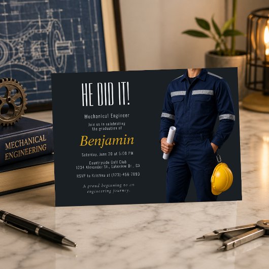 Invitation à la fête de fin d'études d'un ingénieu