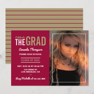 Invitation à la fête de fin d'études Rouge cramois