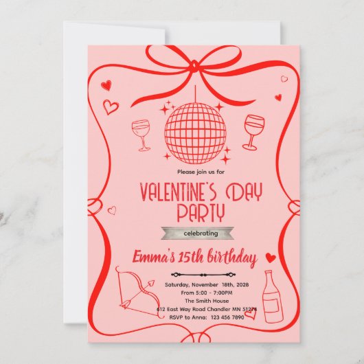 Invitation à la fête de Galentine (Devant)