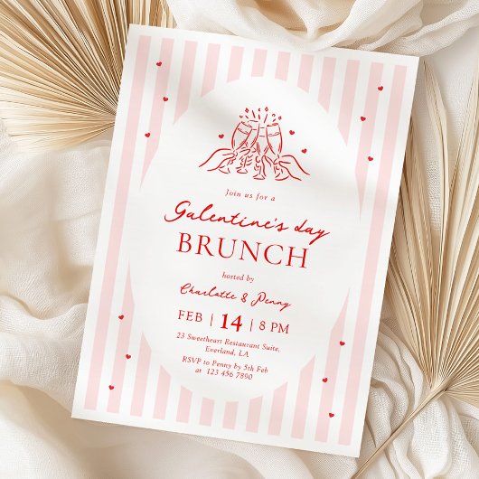 Invitation à la fête de Galentine rose rouge