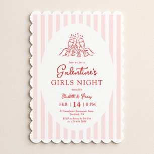 Invitation à la fête de Galentine rose rouge