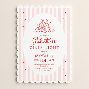 Invitation à la fête de Galentine rose rouge