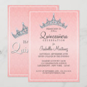 Invitation à la fête de Glam Tiara Quinceanera (Devant / Derrière)