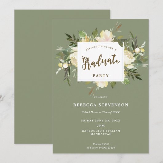 invitation à la fête de graduation de la floraison (Devant / Derrière)