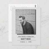 Invitation à la fête de graduation MaIe Noir Blanc (Devant / Derrière)