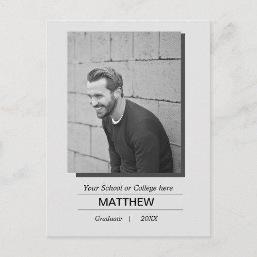 Invitation à la fête de graduation MaIe Noir Blanc (Devant)