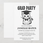invitation à la fête de graduation moderne noir et (Devant / Derrière)