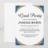 invitation à la fête de graduation moderne noir et (Devant / Derrière)