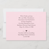 invitation à la fête de graduation rose Elegance (Dos)