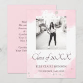 invitation à la fête de graduation rose Elegance (Devant / Derrière)