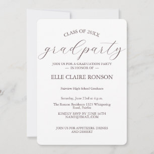 invitation à la fête de graduation rose Elegance