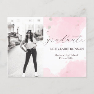 invitation à la fête de graduation rose Elegance
