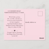 invitation à la fête de graduation rose Elegance (Dos)