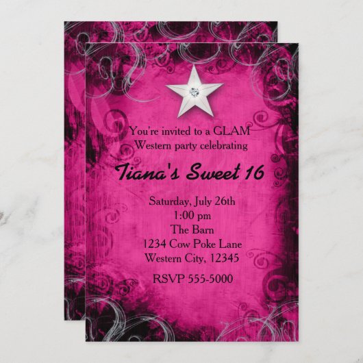 Invitation à la fête de Grunge Star (Devant / Derrière)