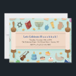 Invitation à la fête de Hanoukka<br><div class="desc">Une invitation festive Hanoukka avec un arrière - plan d'éléments Hanoukka et une Torah ouverte pour tenir vos détails de célébration. (Vecteur léger créé par freepik - www.freepik.com). La carte est facile à customiser avec vos options de formulation, police, couleur de police et forme de papier.Pas exactement ce que tu...</div>