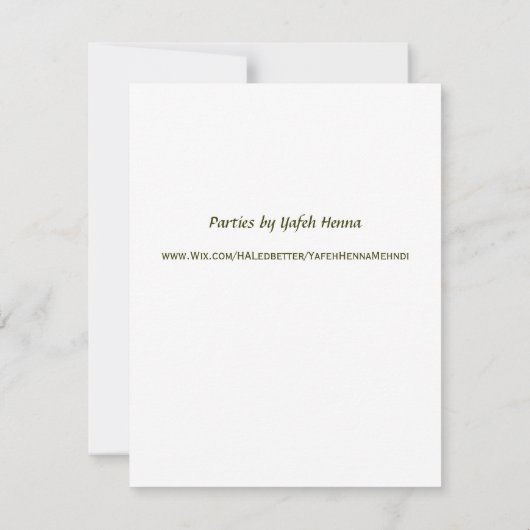 Invitation à la fête de henné (Dos)