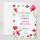 Invitation à la fête de jardin de coquelicots (Devant / Derrière)