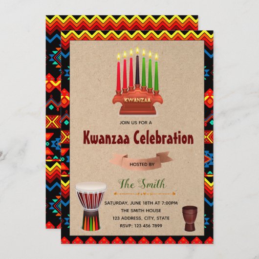 Invitation à la fête de Kwanzaa (Devant / Derrière)