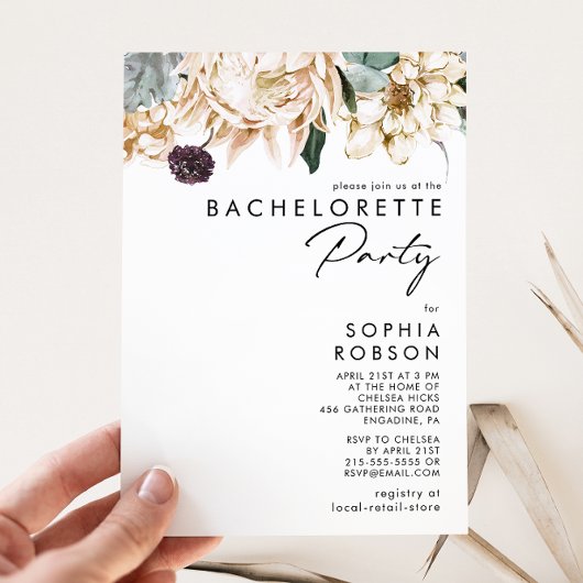 Invitation à la fête de la Bachelorette Florale Bl