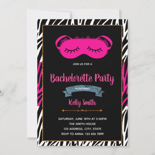 Invitation à la fête de la bachelorette Sleepover (Devant)