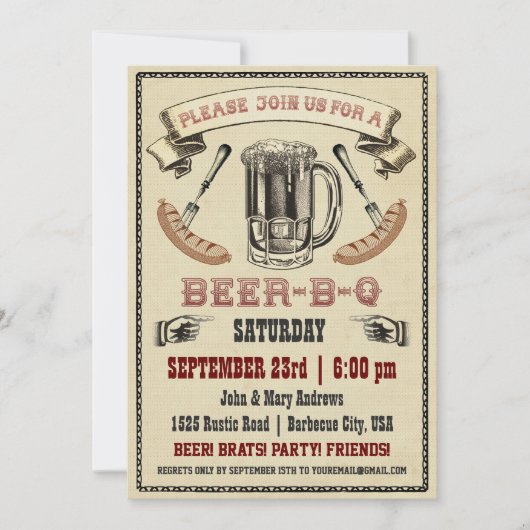 Invitation à la fête de la bière-B-Q (Devant)