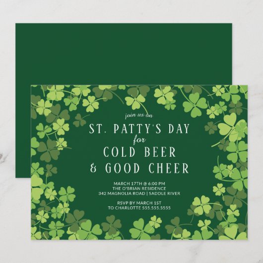 Invitation à la fête de la bière et de la bière St (Devant / Derrière)