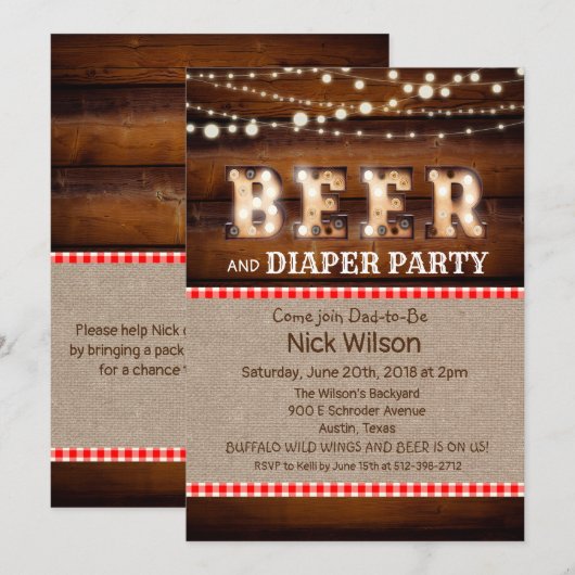 Invitation à la fête de la bière et de la couche r (Devant / Derrière)