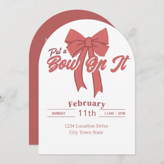 Invitation à la fête de la Bow rose - Coquette Bow (Devant / Derrière)