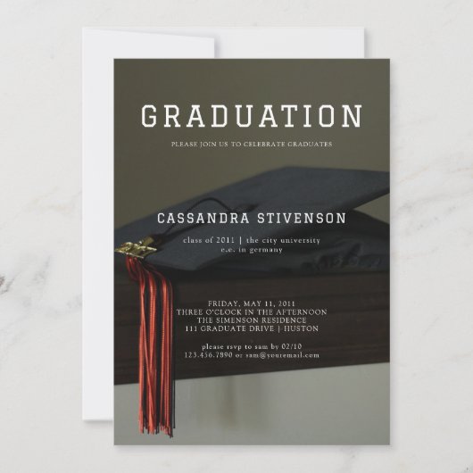 Invitation à la fête de la casquette de graduation (Devant)