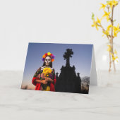 Invitation à la fête de La Catrina. Carte (Fleur jaune)