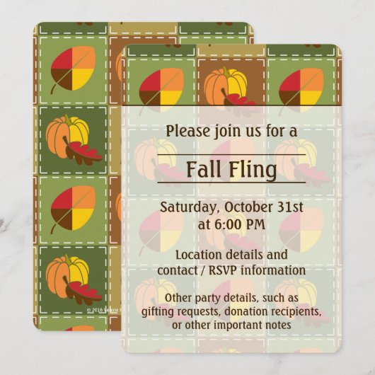 Invitation à la fête de la couverture d'automne (Devant / Derrière)