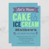 Invitation à la fête de la crème glacée Boy Cake (Devant / Derrière)