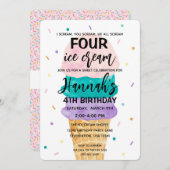 Invitation à la fête de la crème glacée pour les f (Devant / Derrière)