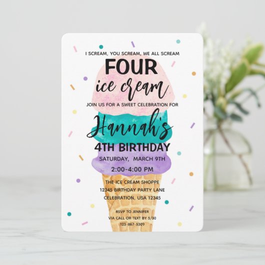 Invitation à la fête de la crème glacée pour les f (Debout devant)