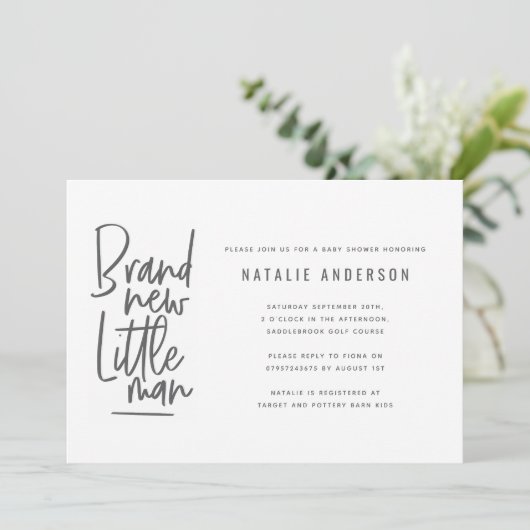 Invitation à la fête de la douche pour bébé modern (Debout devant)