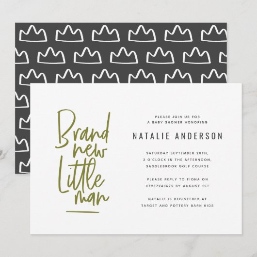 Invitation à la fête de la douche pour bébé modern (Devant / Derrière)