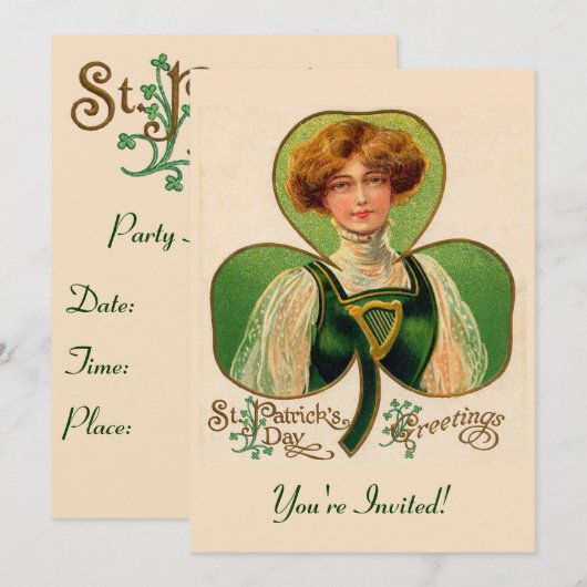 Invitation à la fête de la fille irlandaise (Devant / Derrière)