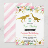 Invitation à la fête de la fille Tea rex (Devant / Derrière)