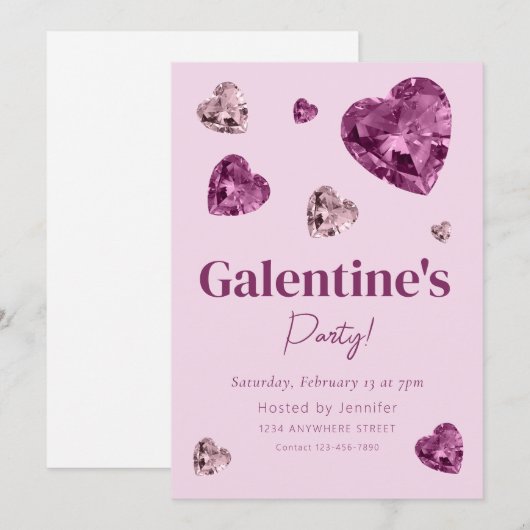Invitation à la fête de la Galentine (Devant / Derrière)