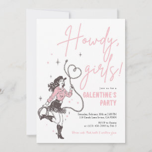 Invitation à la fête de la Galentine Howdy Girls