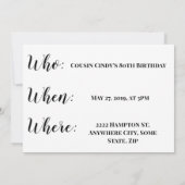 Invitation à la fête de la licorne ronde (Dos)